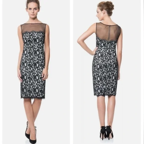 xscape embroidered lace v-back dress Mackenzie Satin Back Sash Floor Length Dress main image 1